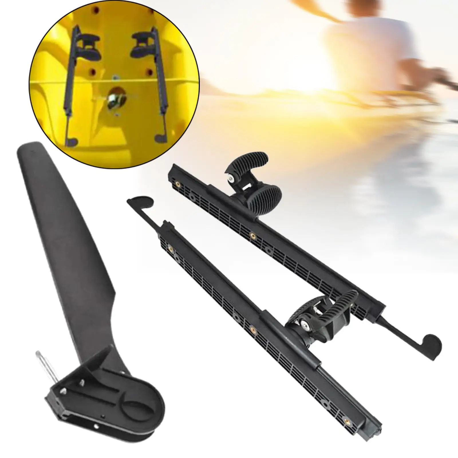 Kayak Rudder with Foot Brace Pedals, Nylon Watercraft Rudder Foot Control Steering System, Kayak Foot Pegs for Fishing Boat
Kayak Rudder with Foot Brace Pedals, Nylon Watercraft Rudder Foot Control Steering System, Kayak Foot Pegs for Fishing Boat
