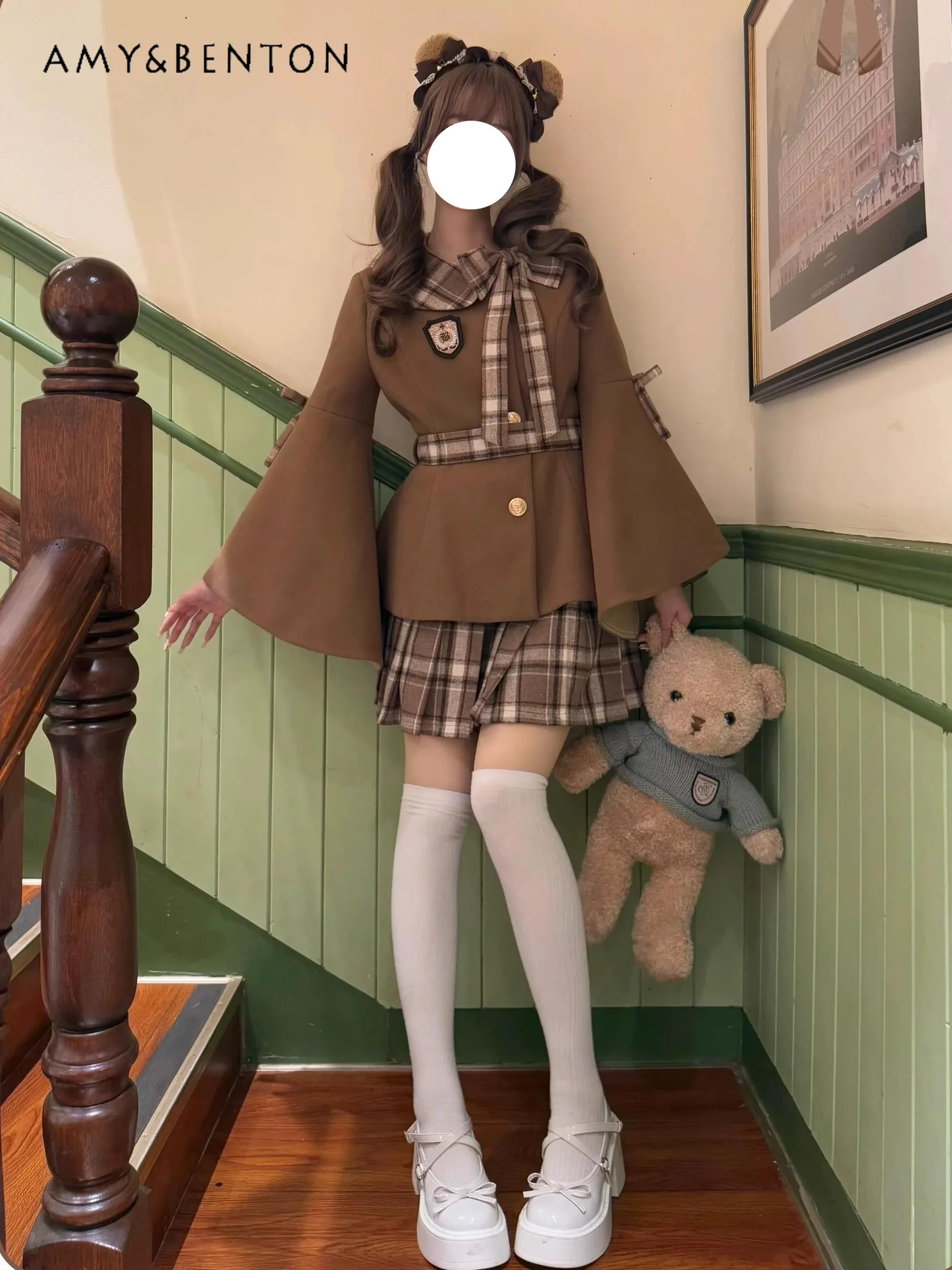 Lolita Preppy Style Doll Collar Plaid Outfits New Year Autumn Winter Bow Waist Sweet Girl Woolen Coat and Skirt Two-Piece Set
Lolita Preppy Style Doll Collar Plaid Outfits New Year Autumn Winter Bow Waist Sweet Girl Woolen Coat and Skirt Two-Piece Set