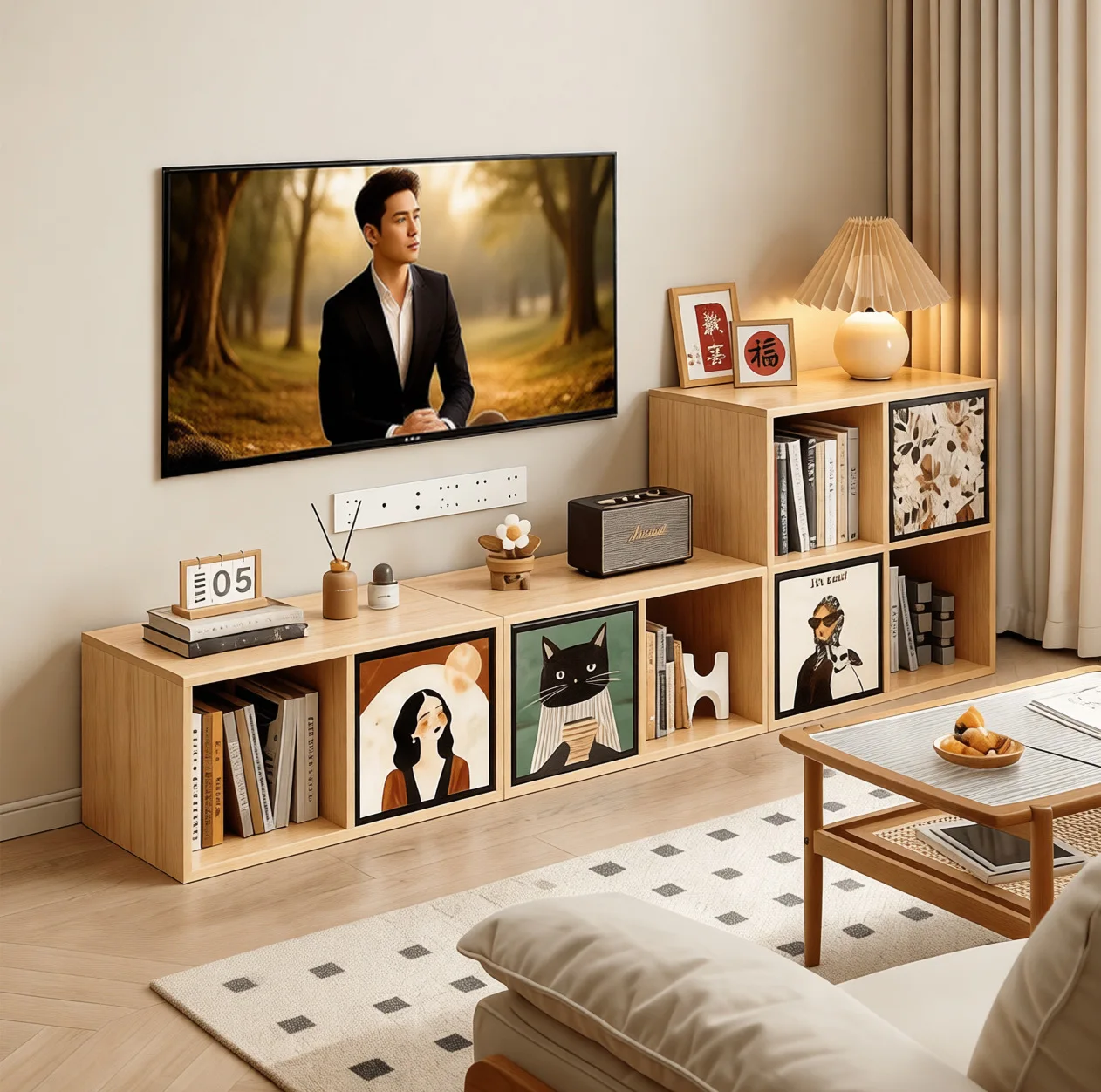 TV cabinet, living room combination lattice cabinet, floor shelf, household bookshelf, storage cabinet
TV cabinet, living room combination lattice cabinet, floor shelf, household bookshelf, storage cabinet