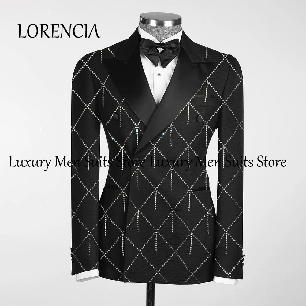 Casual Slim Fit 2 Pieces Suits for Men 2025 Shining Crystal Wedding Party Outfits Customzied Blazer Pants trajes para hombre
Casual Slim Fit 2 Pieces Suits for Men 2025 Shining Crystal Wedding Party Outfits Customzied Blazer Pants trajes para hombre