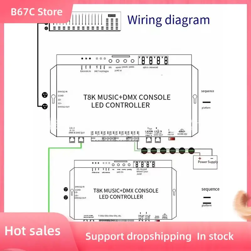 B67C WS2811 WS2815 For RGBIC SPI-TTL Led Strip Light Module Controller T8K Music+DMX Console 8 Channels Port With Mic In
B67C WS2811 WS2815 For RGBIC SPI-TTL Led Strip Light Module Controller T8K Music+DMX Console 8 Channels Port With Mic In