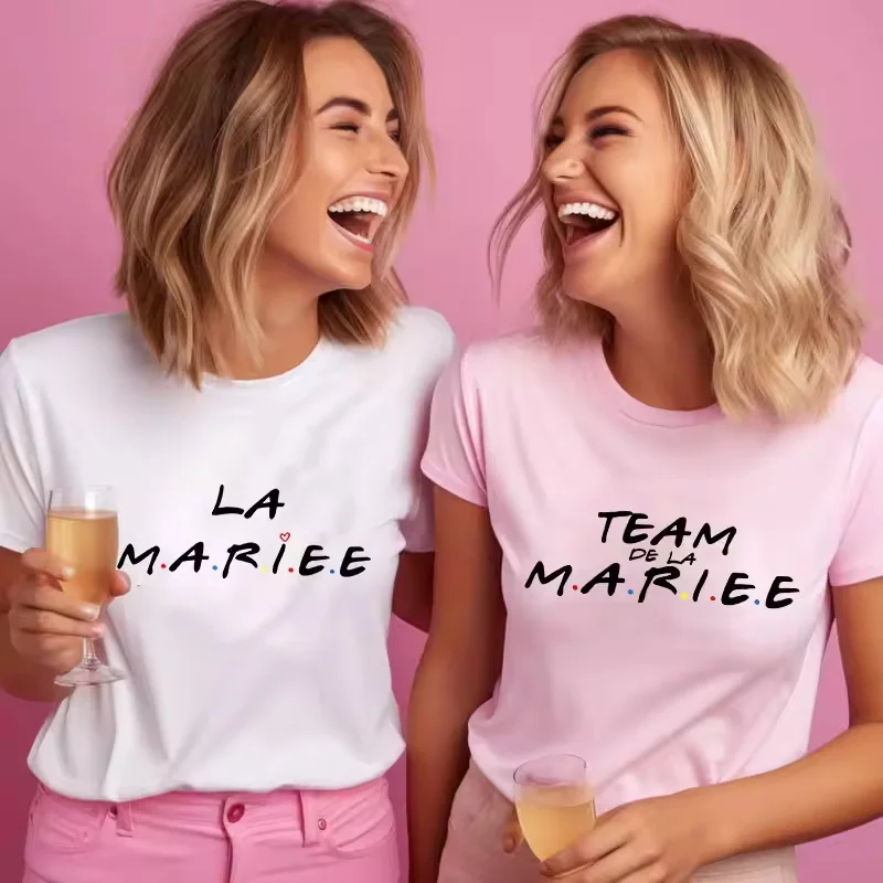 Friends Bachelorette EVJF Party T-shirt French Girls Single Farewell Tops Team Bride Bridesmaid Tees Bridal Shower Wedding Shirt
Friends Bachelorette EVJF Party T-shirt French Girls Single Farewell Tops Team Bride Bridesmaid Tees Bridal Shower Wedding Shirt