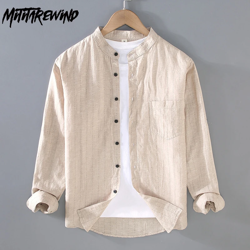 Men's Casual Cotton Linen Shirt Spring Summer Daily Stand Collar Long Sleeve Striped Shirt Yarn-dyed Fashion Harajuku Shirt Slim
Men's Casual Cotton Linen Shirt Spring Summer Daily Stand Collar Long Sleeve Striped Shirt Yarn-dyed Fashion Harajuku Shirt Slim