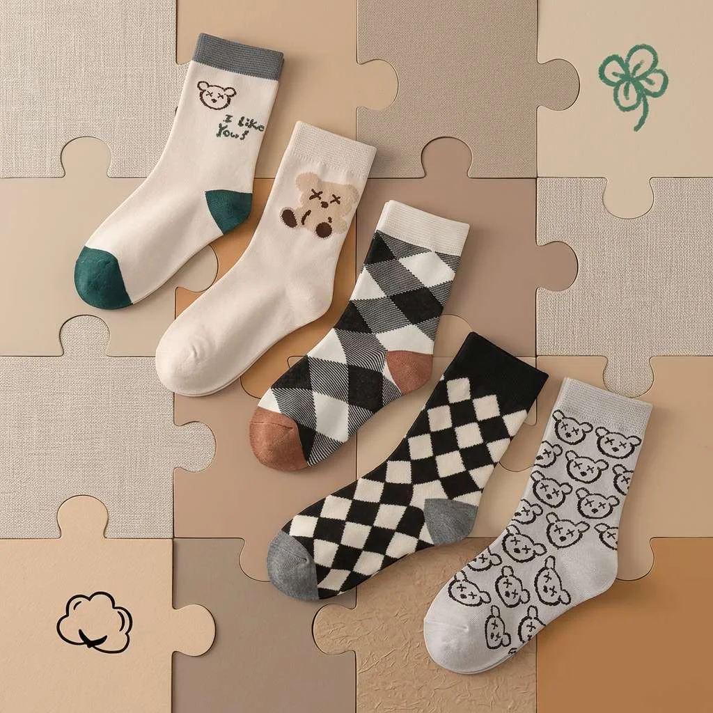 5 Pairs Children's Cotton Socks Cartoon Bear Pattern – Soft Breathable Boys Casual Socks for All Seasons
5 Pairs Children's Cotton Socks Cartoon Bear Pattern – Soft Breathable Boys Casual Socks for All Seasons