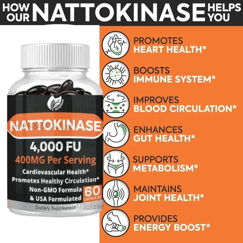 Pure 4000FU Nattokinase Supplement Экстракт японского натто — поддержка здоровья иммунитетной системы | 60 капсул
Pure 4000FU Nattokinase Supplement Экстракт японского натто — поддержка здоровья иммунитетной системы | 60 капсул