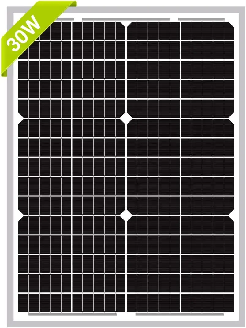 30W High-Efficiency Monocrystalline Solar Panel - Designed for Off Grid Systems, Charges 24V Batteries
30W High-Efficiency Monocrystalline Solar Panel - Designed for Off Grid Systems, Charges 24V Batteries