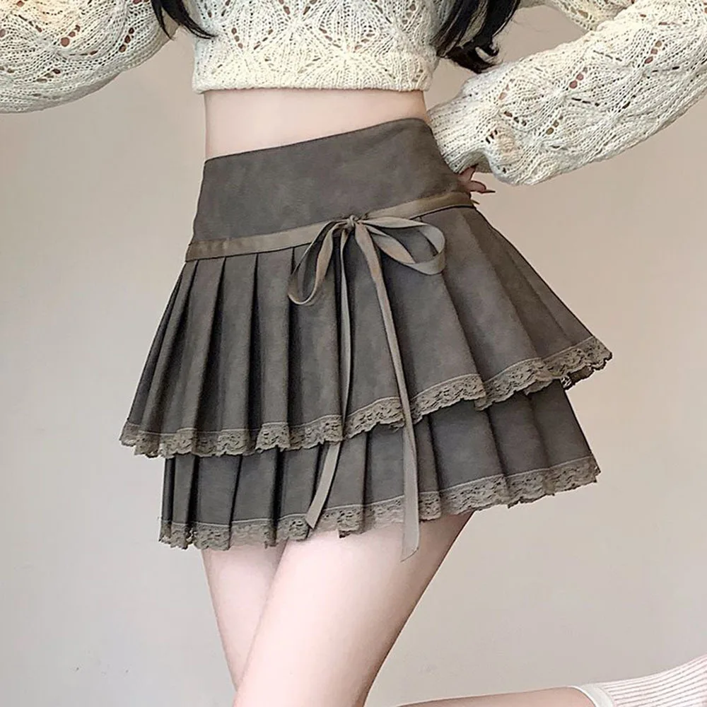 New Autumn Winter Korean Cute Lace-up Bow Mini Pleated Skirt Women High Waist Leather Skirts Woman Casual A-line Short Skirts
New Autumn Winter Korean Cute Lace-up Bow Mini Pleated Skirt Women High Waist Leather Skirts Woman Casual A-line Short Skirts