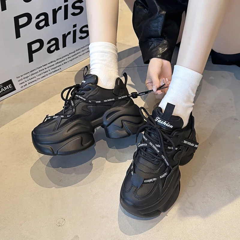 New Women Shoes Trend White Black Chunky Sneakers Autumn Winter Thick Bottom Dad Shoes High Quality PU Leather Platform Sneakers
New Women Shoes Trend White Black Chunky Sneakers Autumn Winter Thick Bottom Dad Shoes High Quality PU Leather Platform Sneakers