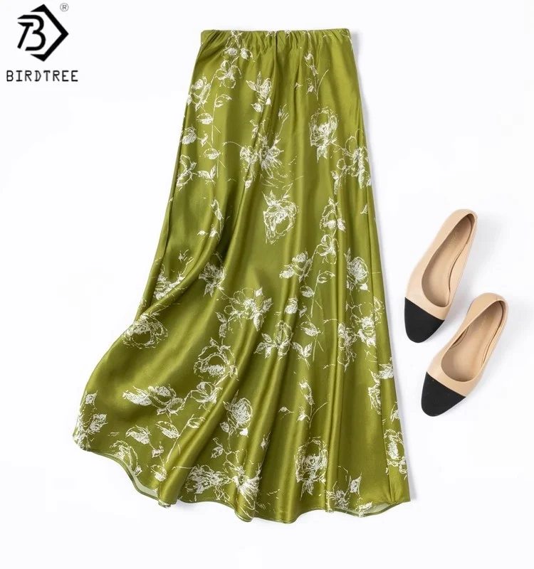 Birdtree 93% Mulberry Silk 7% Spandex Matcha Green Skirt,Women Elastic Satin Elastic Waist Fishtail Dresses, 2025 New D57212JF
Birdtree 93% Mulberry Silk 7% Spandex Matcha Green Skirt,Women Elastic Satin Elastic Waist Fishtail Dresses, 2025 New D57212JF