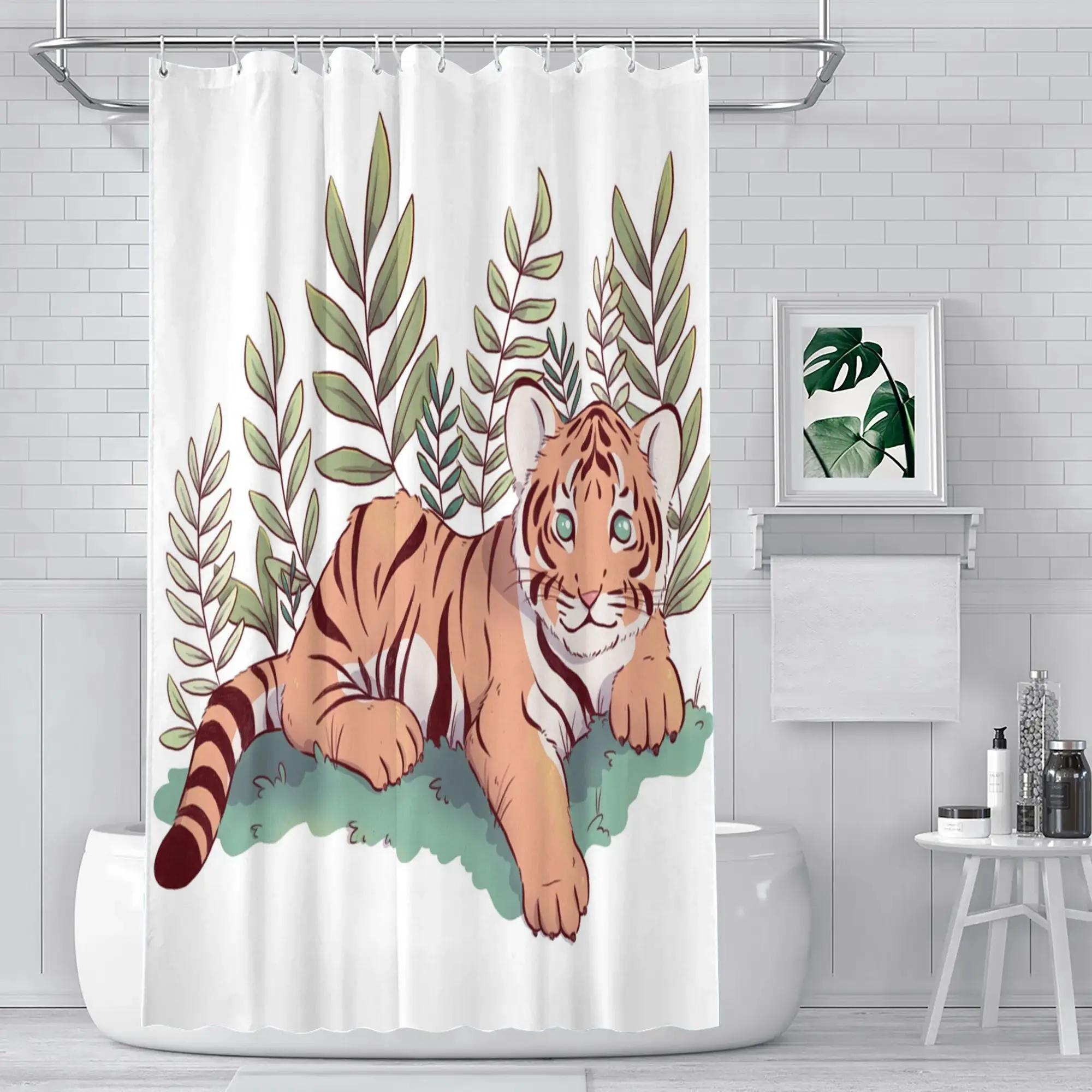 Cute Tiger Cub Shower Curtain with Jungle Leaves Waterproof Polyester Kids & Animal Lover Bathroom Decor
Cute Tiger Cub Shower Curtain with Jungle Leaves Waterproof Polyester Kids & Animal Lover Bathroom Decor