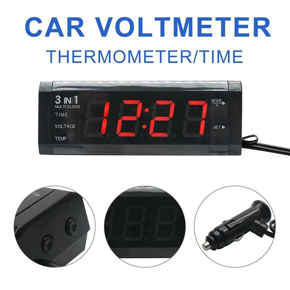 3 in 1 12V Digital Auto Car Thermometer Voltmeter Voltage Monitor clock Tester digital Clock screen Meter LCD voltmeter Dis Q8F9
3 in 1 12V Digital Auto Car Thermometer Voltmeter Voltage Monitor clock Tester digital Clock screen Meter LCD voltmeter Dis Q8F9