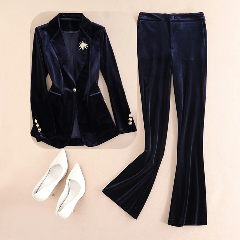 High-End Women's Velvet Suit Short OL Professional Clothing Slim Fit Spring Autumn New Style Long Sleeve Pants Set
High-End Women's Velvet Suit Short OL Professional Clothing Slim Fit Spring Autumn New Style Long Sleeve Pants Set