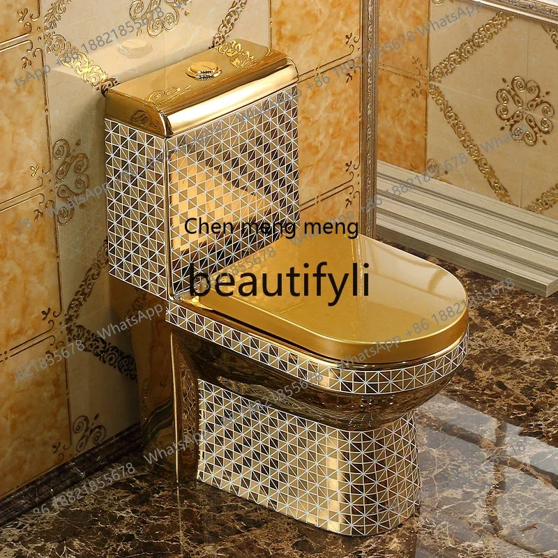 B178 European household golden toilet creative flush toilet water-saving siphon deodorant water-saving color toilet
B178 European household golden toilet creative flush toilet water-saving siphon deodorant water-saving color toilet