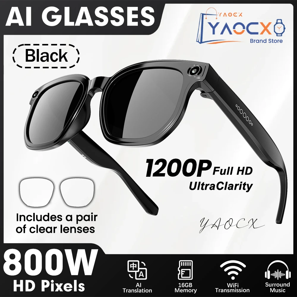 2026 New 800W Camera Smart Glasses 1200P Photo Video Recording 16GB Bluetooth Call Translation Music Sunglasses SmartGlasses Men
2026 New 800W Camera Smart Glasses 1200P Photo Video Recording 16GB Bluetooth Call Translation Music Sunglasses SmartGlasses Men