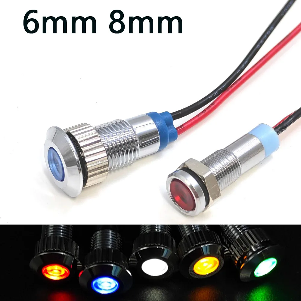1pcs 6mm 8mm Metal Indicator Light Signal Lamp LED with Wire Red Green Blue 3V 5V 6V 12V 24V 110V 220V Yellow White
1pcs 6mm 8mm Metal Indicator Light Signal Lamp LED with Wire Red Green Blue 3V 5V 6V 12V 24V 110V 220V Yellow White 