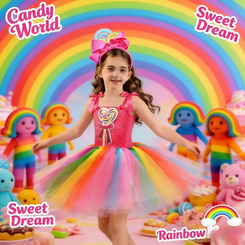 Rainbow Candy Lollipop Tulle Tutu Dress Lovely Fluffy Princess Party Performance Costume Birthday Festival Celebration Outfit
Rainbow Candy Lollipop Tulle Tutu Dress Lovely Fluffy Princess Party Performance Costume Birthday Festival Celebration Outfit
