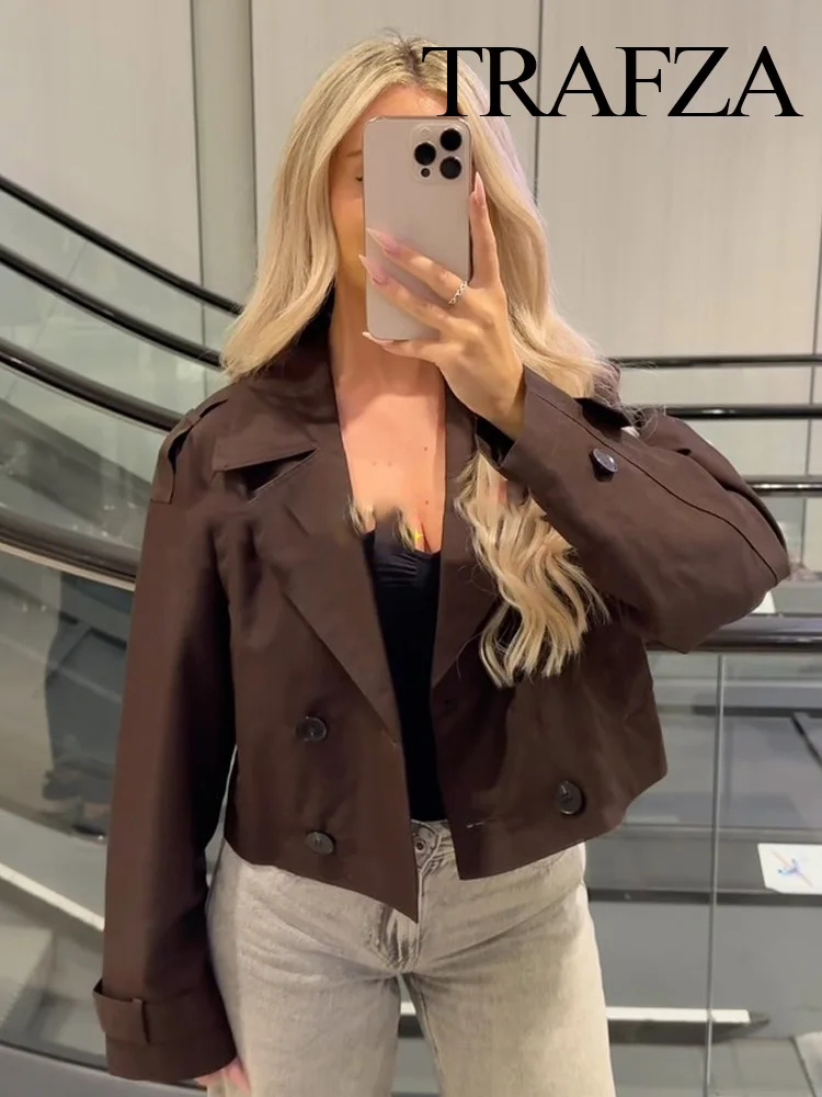 TRAFZA Women Pockets Lapel Double-breasted Jacket Female Autumn Winter Versatile High Street Casual Long Sleeve Elegant Coat
TRAFZA Women Pockets Lapel Double-breasted Jacket Female Autumn Winter Versatile High Street Casual Long Sleeve Elegant Coat