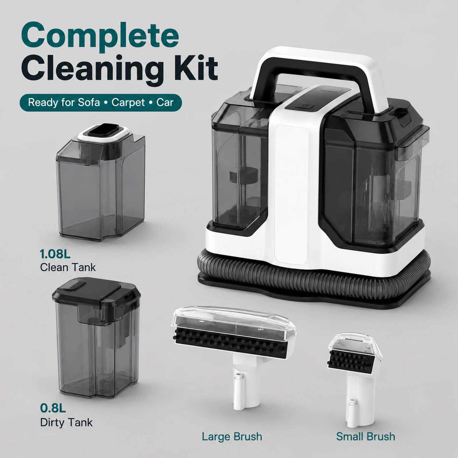 SIHAO 750W 15KPa Handheld Spot Cleaner, Spray Suction Integrated Carpet & Upholstery Vacuum for Sofa Pet Car Stain Cleaning
SIHAO 750W 15KPa Handheld Spot Cleaner, Spray Suction Integrated Carpet & Upholstery Vacuum for Sofa Pet Car Stain Cleaning