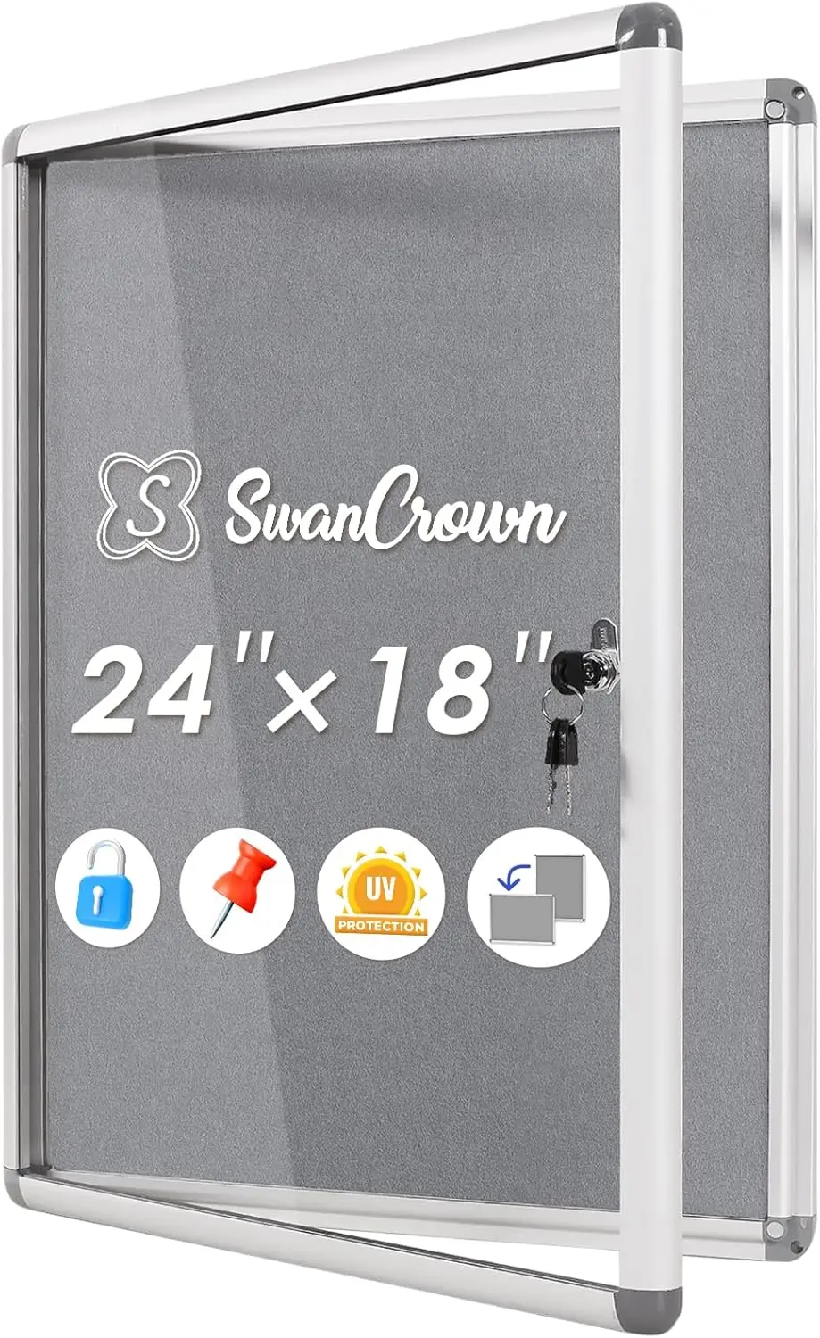 Lockable Bulletin Board 24x18 in, Tamperproof Grey Felt Display Case with Aluminum Frame for Office School Home
Lockable Bulletin Board 24x18 in, Tamperproof Grey Felt Display Case with Aluminum Frame for Office School Home