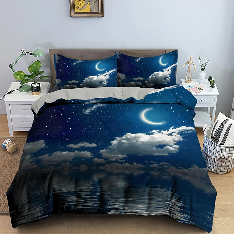 Night Moon Star Duvet Cover Set High Quality 3D Bedding Set Quilt Cover with Pillowcase Soft Microfiber Duvet Cover Queen King
Night Moon Star Duvet Cover Set High Quality 3D Bedding Set Quilt Cover with Pillowcase Soft Microfiber Duvet Cover Queen King
