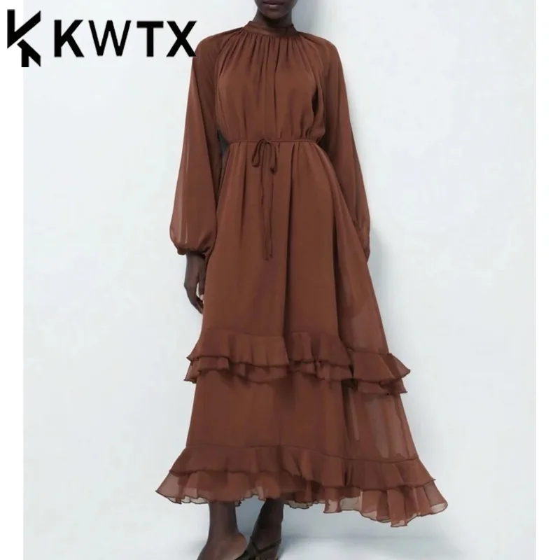 KWTX 2025 Spring Summer Women's Belted Maxi Dress Ruffled Hem Floor-Length Flowy Elegant Evening Gown Beach Casual
KWTX 2025 Spring Summer Women's Belted Maxi Dress Ruffled Hem Floor-Length Flowy Elegant Evening Gown Beach Casual