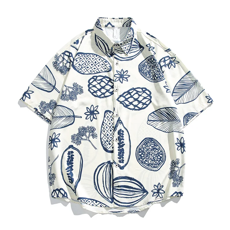 Summer Men's Turn-down Collar Geometric Cartoon Plant&Flowers Printing Short Sleeve Button Cardigan Shirt Preppy Style Tops
Summer Men's Turn-down Collar Geometric Cartoon Plant&Flowers Printing Short Sleeve Button Cardigan Shirt Preppy Style Tops