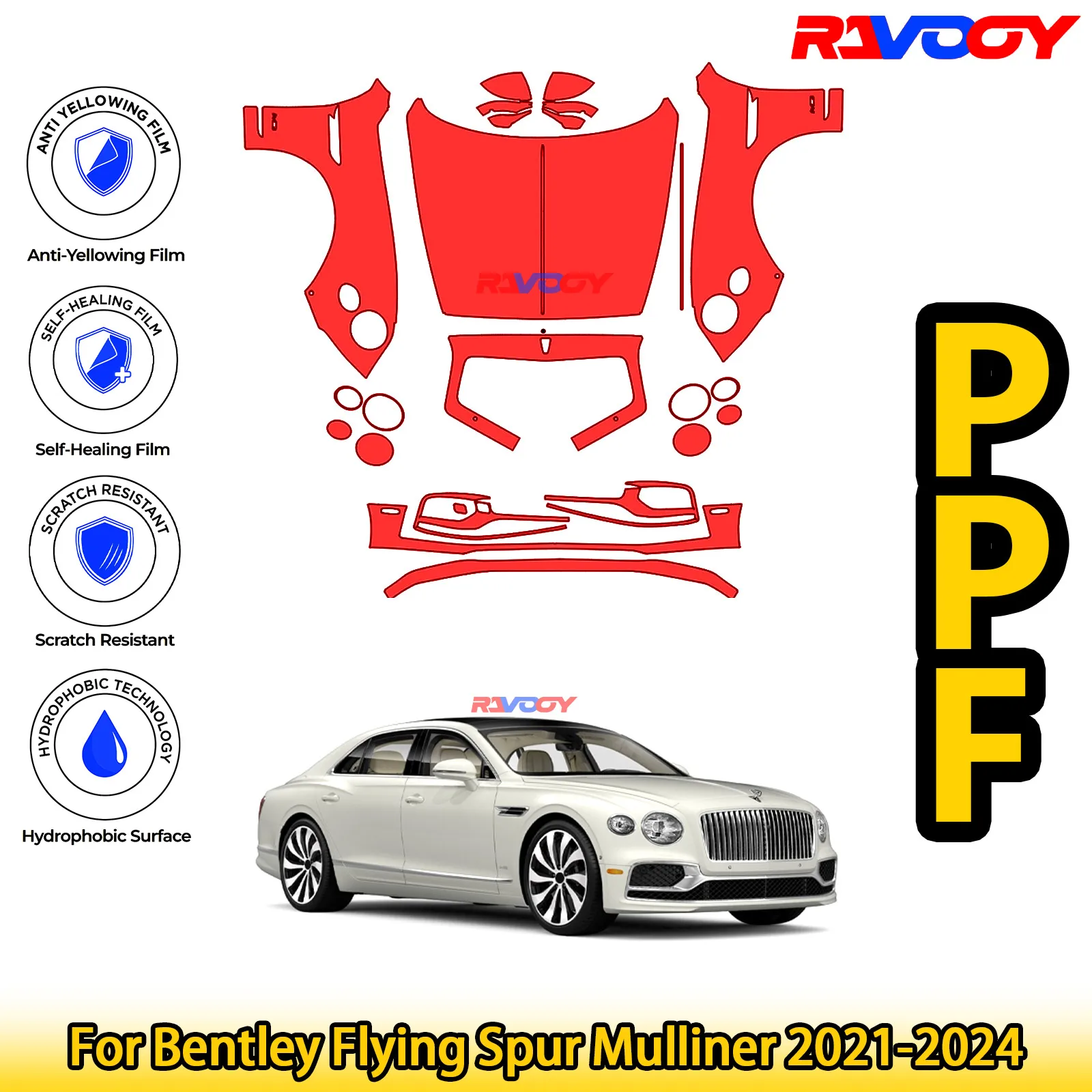 Для Bentley Flying Spur Mulliner 2021-2024 глянцевая матовая черная предварительно вырезанная передняя пленка PPF комплект защитной пленки для краски
Для Bentley Flying Spur Mulliner 2021-2024 глянцевая матовая черная предварительно вырезанная передняя пленка PPF комплект защитной пленки для краски