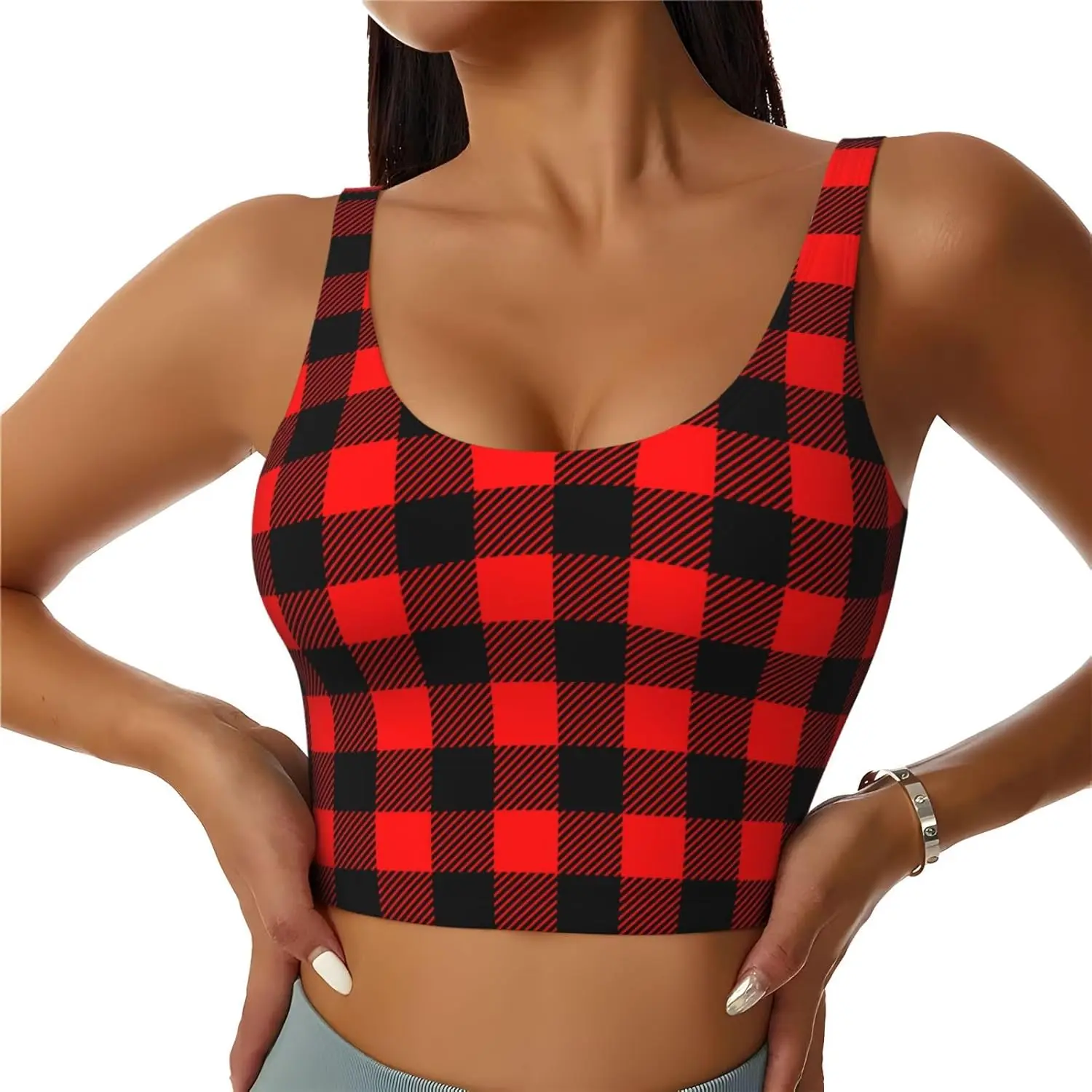 Red and black squares Womens Girls Sports Bra Workout Crop Tank Tops Padded Yoga Bra Casual Tops
Red and black squares Womens Girls Sports Bra Workout Crop Tank Tops Padded Yoga Bra Casual Tops