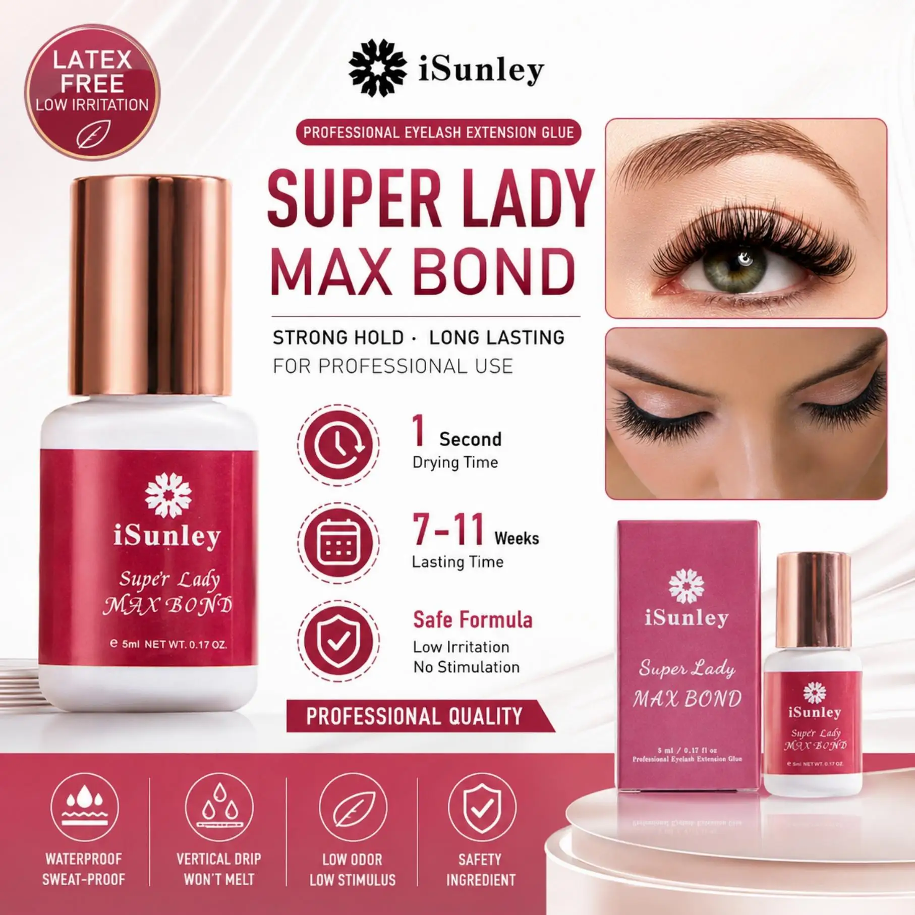 7-11 Week Super Long 1S Super Fast Drying Glue for Professional Eyelash Extension Waterproof Lashes Eyelash Adhesive Latex Free
7-11 Week Super Long 1S Super Fast Drying Glue for Professional Eyelash Extension Waterproof Lashes Eyelash Adhesive Latex Free