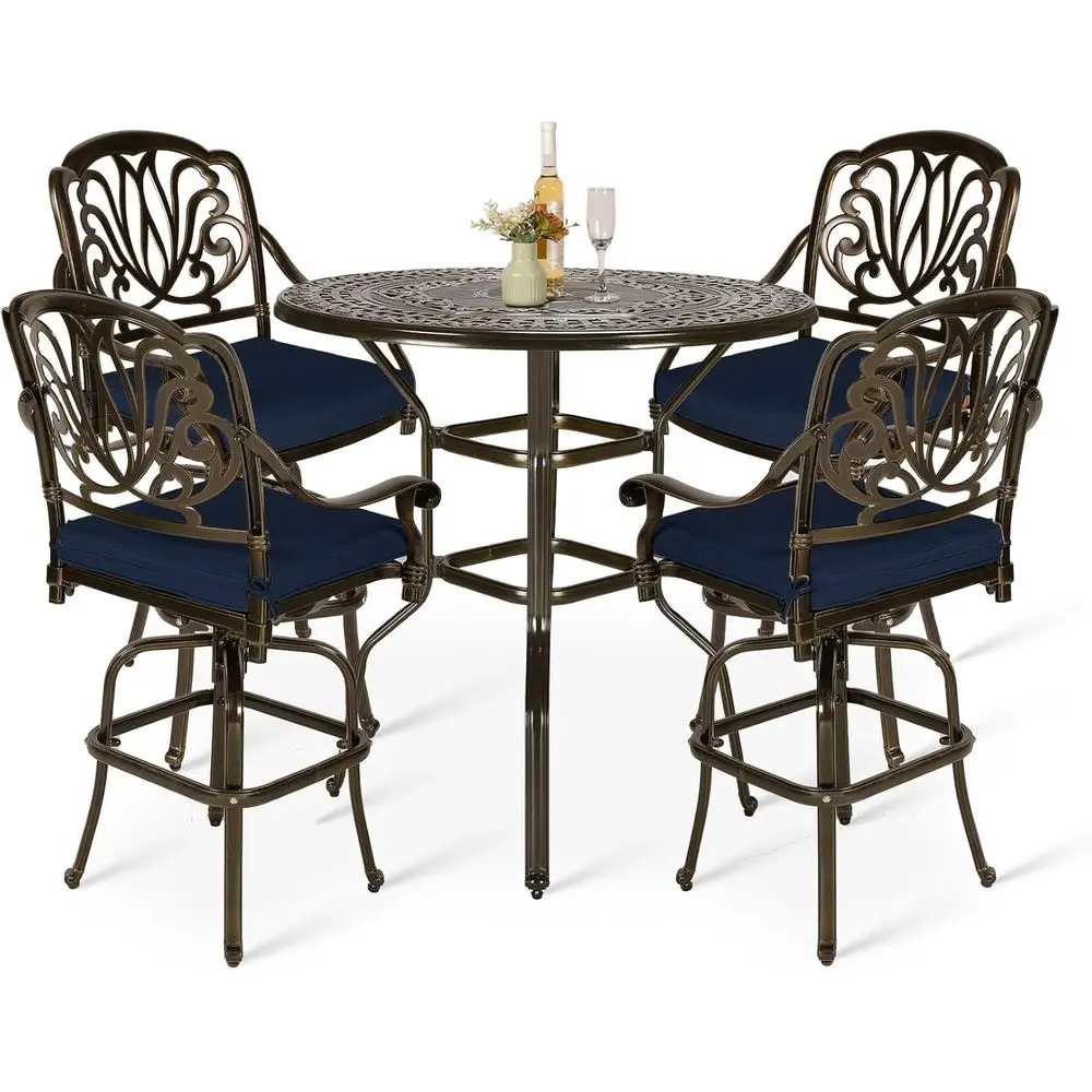 All-Weather 5-Piece Swivel Bar Set with Cushioned Chairs & High Bar Table
All-Weather 5-Piece Swivel Bar Set with Cushioned Chairs & High Bar Table
