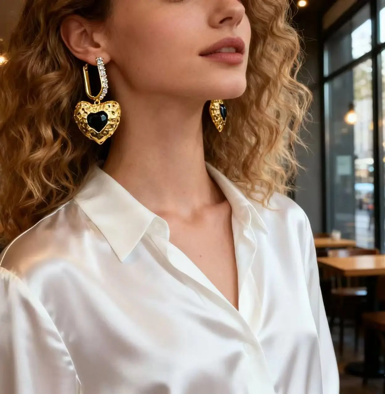 Women's 18K Gold Plated Hypoallergenic Gothic Black Textured Heart Zircon Earrings - Suitable as Holiday Gifts and for Parties
Women's 18K Gold Plated Hypoallergenic Gothic Black Textured Heart Zircon Earrings - Suitable as Holiday Gifts and for Parties