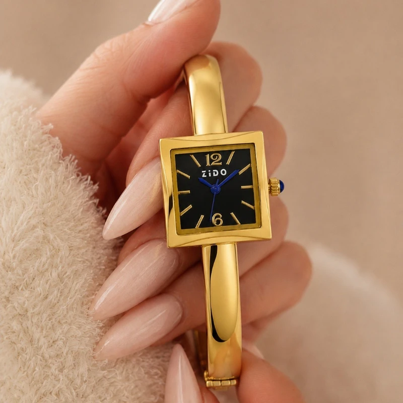 ZIDO Minimalist Gold Bangle Watch for Women Fashion Square Black Dial Analog Quartz Ladies Watch Elegant Dress Female Clock Gift
ZIDO Minimalist Gold Bangle Watch for Women Fashion Square Black Dial Analog Quartz Ladies Watch Elegant Dress Female Clock Gift