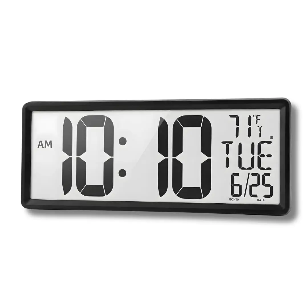 14 Inch Digital Wall Clock With Large 4.5 Inch Display Temperature Date Dual Alarm
14 Inch Digital Wall Clock With Large 4.5 Inch Display Temperature Date Dual Alarm