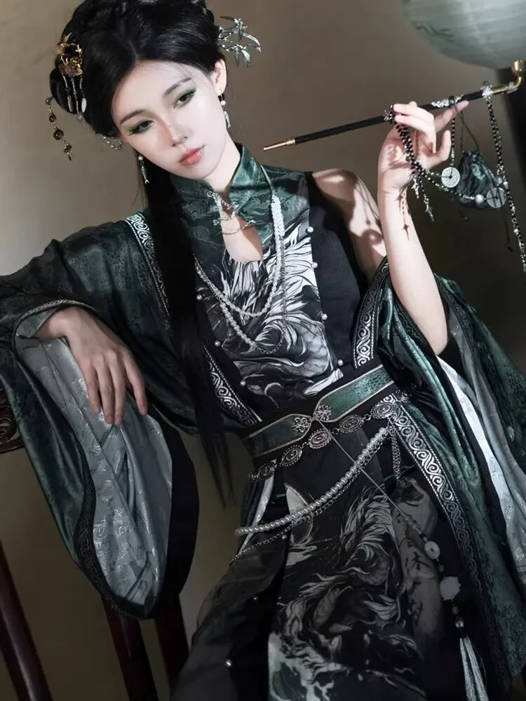 New Chinese Style National Style Han Elements Printing Song Pants Tops Blackish Green Outer Shirt Hanfu Suit Cos Cosplay
New Chinese Style National Style Han Elements Printing Song Pants Tops Blackish Green Outer Shirt Hanfu Suit Cos Cosplay