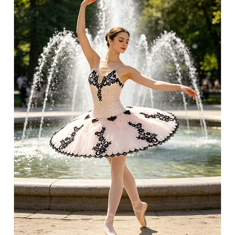 Champagne black professional ballet tutu competition girl peach classical tutu pancake ballet dress performance for women JN0489
Champagne black professional ballet tutu competition girl peach classical tutu pancake ballet dress performance for women JN0489