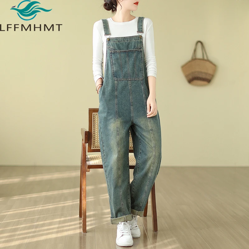 Vintage Jeans For Women Spring Fall New Fashion Solid Color Retro Patchwork Loose Casual Big Pocket Loose Casual Denim Suspender
Vintage Jeans For Women Spring Fall New Fashion Solid Color Retro Patchwork Loose Casual Big Pocket Loose Casual Denim Suspender