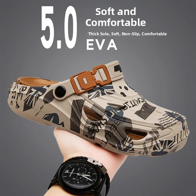 Men's Summer Outdoor Wear Anti-Slip Thick Bottom Head Cover Half Slip Sandals Teenage Large Size Beach Slippers Breathable EVA
Men's Summer Outdoor Wear Anti-Slip Thick Bottom Head Cover Half Slip Sandals Teenage Large Size Beach Slippers Breathable EVA