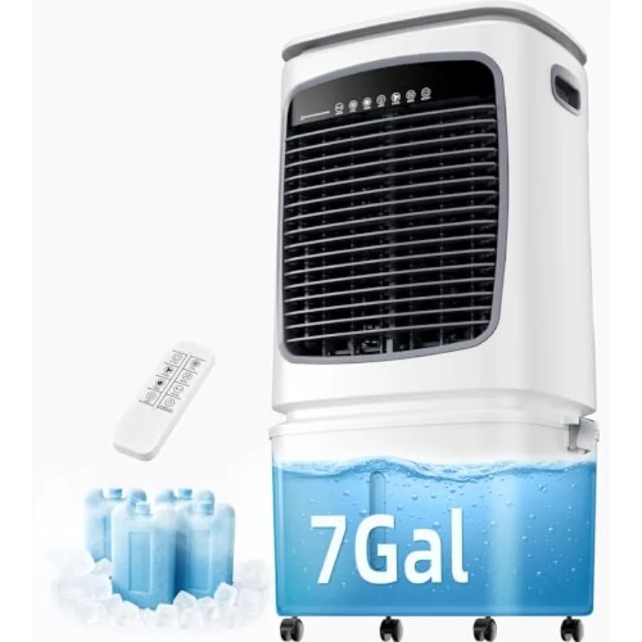 Испарительный охладитель воздуха Swamp Cooler 2100CFM для помещений до 645 кв. футов, бак для воды 7,0 галлонов, осцилляция 120°, 4 пакета с гелем-охладителем, таймер охлаждения на 12 часов
Испарительный охладитель воздуха Swamp Cooler 2100CFM для помещений до 645 кв. футов, бак для воды 7,0 галлонов, осцилляция 120°, 4 пакета с гелем-охладителем, таймер охлаждения на 12 часов