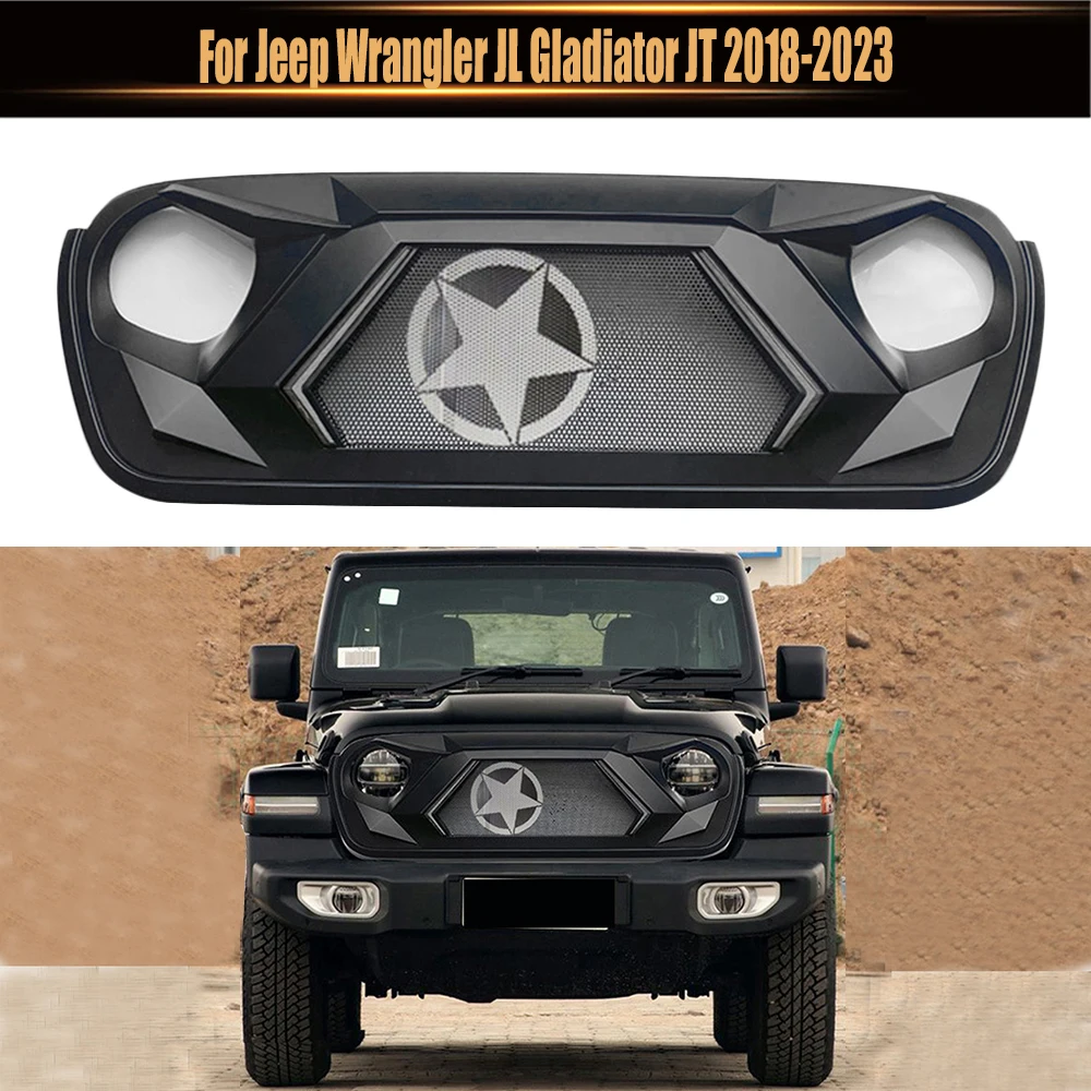 Modified Grille For Jeep Wrangler JL Gladiator JT 2018-2023 Car Exterior Accessories 4x4 Offroad ABS Mesh Grills With DRL Light
Modified Grille For Jeep Wrangler JL Gladiator JT 2018-2023 Car Exterior Accessories 4x4 Offroad ABS Mesh Grills With DRL Light