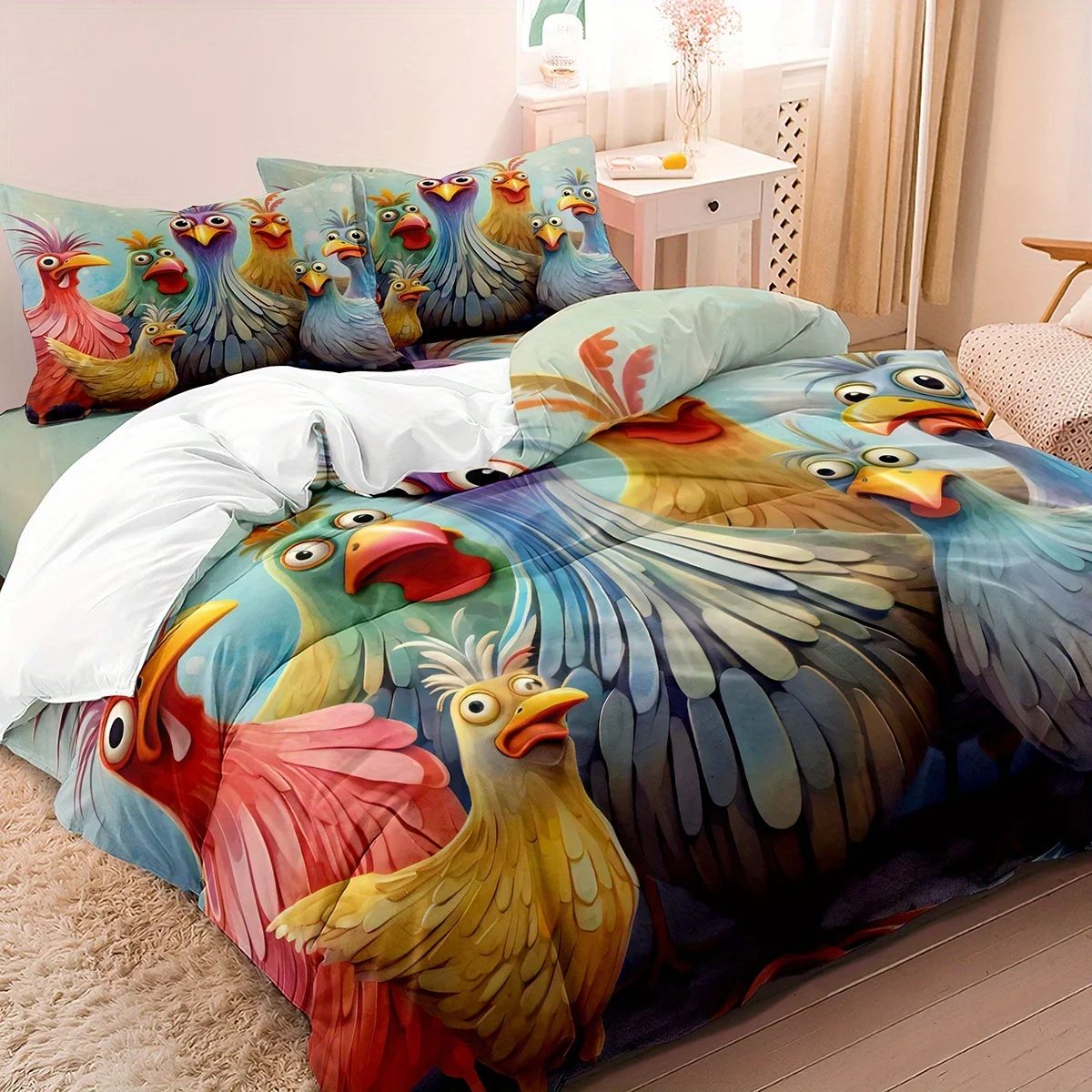 3pcs Chicken Comforter Cover Set 1*Duvet Cover, 2*Pillowcases, No Fill Included, Firefighter Chicken 3D Print Bedding Kit, Soft
3pcs Chicken Comforter Cover Set 1*Duvet Cover, 2*Pillowcases, No Fill Included, Firefighter Chicken 3D Print Bedding Kit, Soft