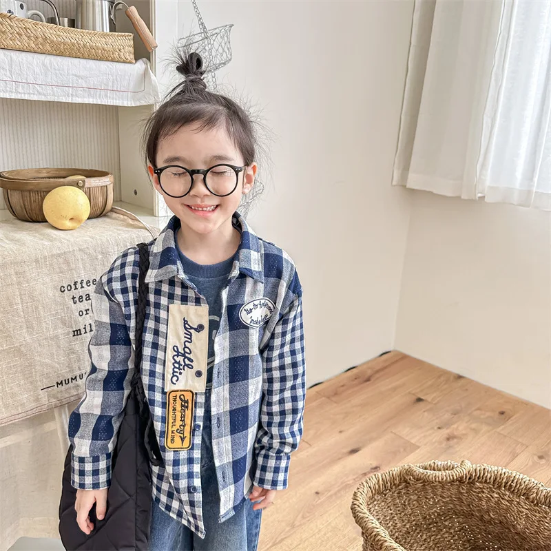 2023 Autumn Kids clothes linen cotton plaid long sleeve shirts boys and girls letters embroidery lapel collar casual Tops
2023 Autumn Kids clothes linen cotton plaid long sleeve shirts boys and girls letters embroidery lapel collar casual Tops