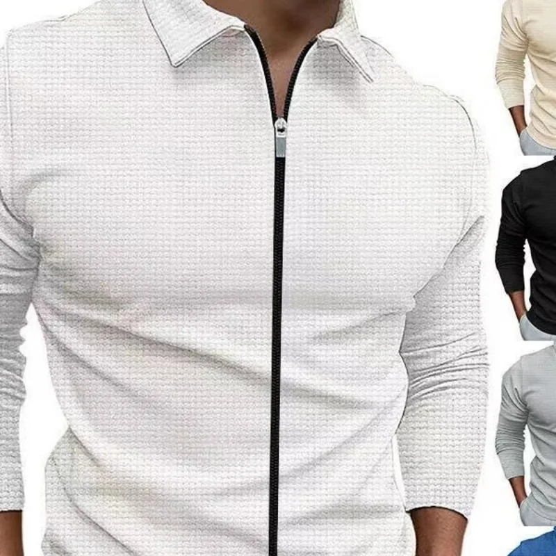 Мужская приталенная куртка-кардиган на молнии, вафельная вязка, повседневная верхняя одежда с длинными рукавами, полиэфирное волокно, высокое качество
Мужская приталенная куртка-кардиган на молнии, вафельная вязка, повседневная верхняя одежда с длинными рукавами, полиэфирное волокно, высокое качество
