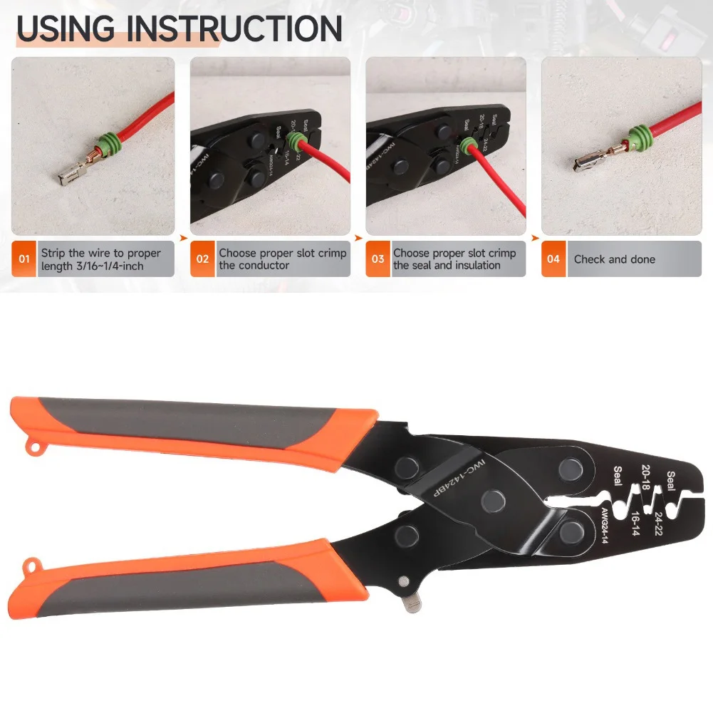 Locking Crimping Pliers for Electrical Waterproof Connector Applications Suitable for Automotive Wiring IWC1424BP
Locking Crimping Pliers for Electrical Waterproof Connector Applications Suitable for Automotive Wiring IWC1424BP