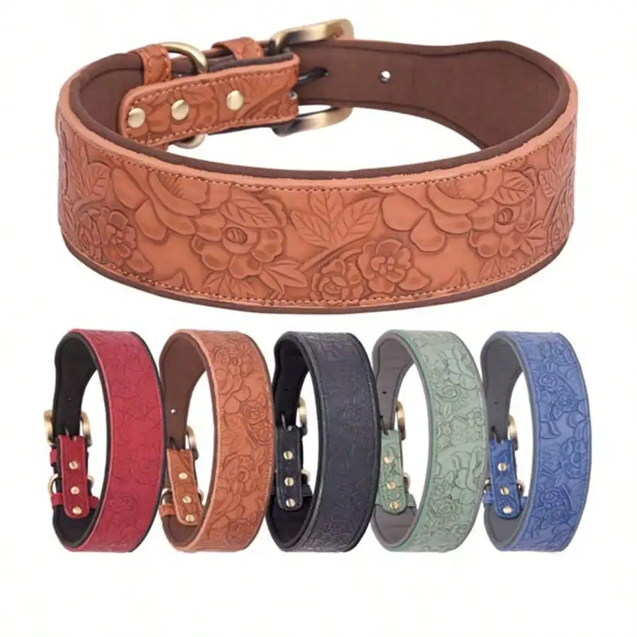 Embossed Leather Pet Collar, Soft Spandex Lining, Vintage Style Dog Collar Suitable For Medium To Large Dogs
Embossed Leather Pet Collar, Soft Spandex Lining, Vintage Style Dog Collar Suitable For Medium To Large Dogs