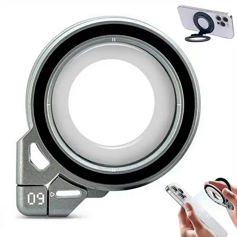 Aluminum Alloy Magnetic Ring Phone Holder Ultra-thin Strong Magnetic Portable Adjustable Double-sided Magnetic Phone Holder