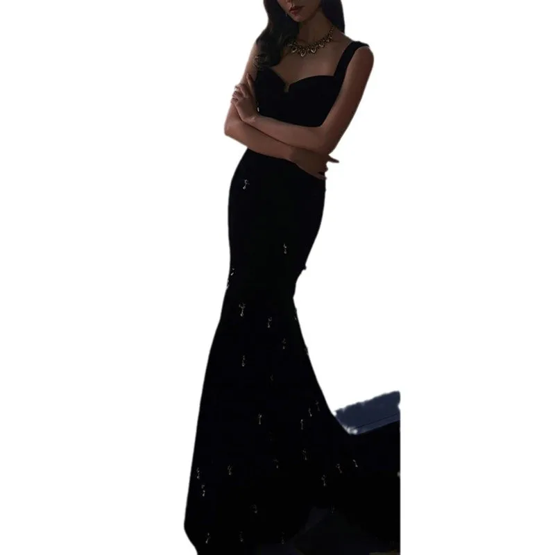 High-quality celebrity heavily embellished velvet slip dress evening gown gold thread embroidery ropa mujer vestido robe soiree
High-quality celebrity heavily embellished velvet slip dress evening gown gold thread embroidery ropa mujer vestido robe soiree