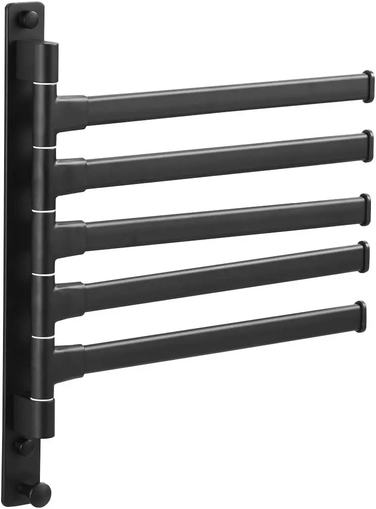 Swivel Hand Towel Bar Bathroom Swing Hanger Towel Rack Holder Matte Black Finish, Wall Mounted, 5-Arm
Swivel Hand Towel Bar Bathroom Swing Hanger Towel Rack Holder Matte Black Finish, Wall Mounted, 5-Arm