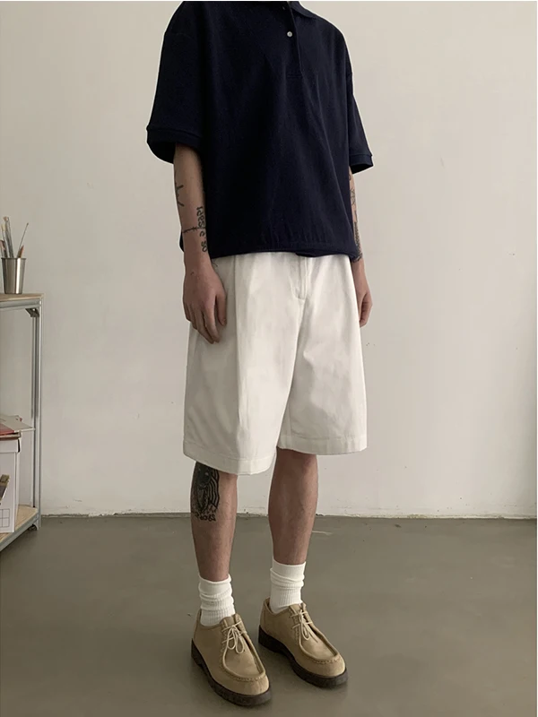 Американские ретро-брюки унисекс с двойными складками, повседневные, летние, свободного кроя, прямые, до колена, для города
Американские ретро-брюки унисекс с двойными складками, повседневные, летние, свободного кроя, прямые, до колена, для города