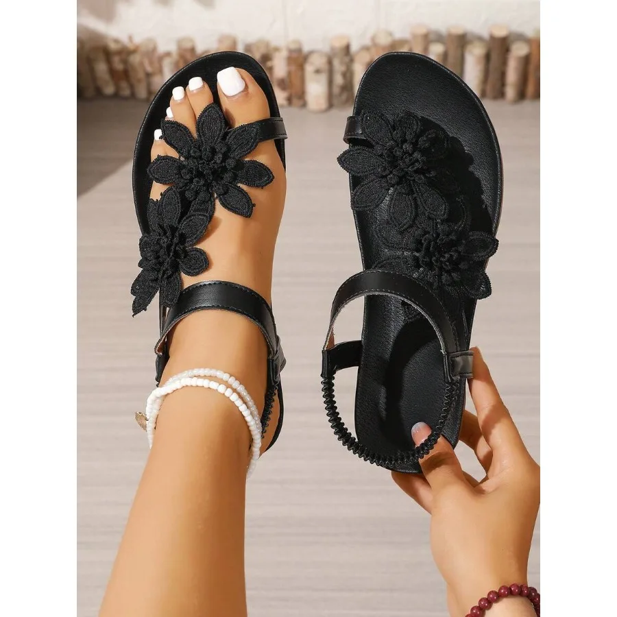 Women's Floral Slide Sandals - Solid Color Synthetic Uppers Open Toe Adjustable Ankle Strap Low Heel And Non-Slip Rubber Sole S
Women's Floral Slide Sandals - Solid Color Synthetic Uppers Open Toe Adjustable Ankle Strap Low Heel And Non-Slip Rubber Sole S
