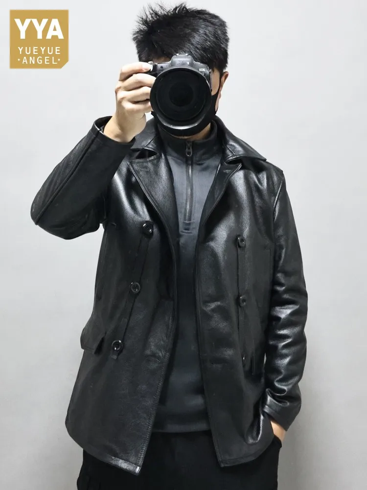 Мужская черная куртка из натуральной кожи с отложным воротником, двубортная, из воловьей кожи, в корейском стиле, приталенная, ветровка
Мужская черная куртка из натуральной кожи с отложным воротником, двубортная, из воловьей кожи, в корейском стиле, приталенная, ветровка